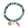 Stainless Steel Antiqued & Polished Rose IP Seahorse Green Dyed Jade Bracel - Birthstone Company