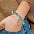 Stainless Steel Antiqued & Polished Rose IP Seahorse Green Dyed Jade Bracel - Birthstone Company