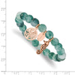 Stainless Steel Antiqued & Polished Rose IP Seahorse Green Dyed Jade Bracel - Birthstone Company