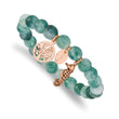 Stainless Steel Antiqued & Polished Rose IP Seahorse Green Dyed Jade Bracel - Birthstone Company
