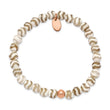Stainless Steel Polished Rose IP White Wave Agate Stretch Bracelet - Birthstone Company