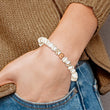Stainless Steel Polished Rose IP White Wave Agate Stretch Bracelet - Birthstone Company