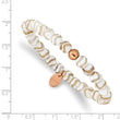 Stainless Steel Polished Rose IP White Wave Agate Stretch Bracelet - Birthstone Company