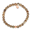 Stainless Steel Polished Rose IP-plated Brown Jasper Stretch Bracelet - Birthstone Company