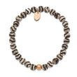 Stainless Steel Polished Rose IP Black and White Agate Stretch Bracelet - Birthstone Company