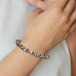 Stainless Steel Polished Rose IP Black and White Agate Stretch Bracelet - Birthstone Company