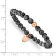 Stainless Steel Polished Rose IP-plated Spectrolite Beaded Stretch Bracelet - Birthstone Company