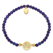 Stainless Steel Polished Yellow IP Tree of Life Blue Jade Stretch Bracelet - Birthstone Company