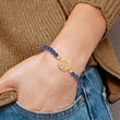 Stainless Steel Polished Yellow IP Tree of Life Blue Jade Stretch Bracelet - Birthstone Company