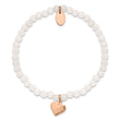 Stainless Steel Polished Rose IP-plated LOVE Heart Jade Stretch Bracelet - Birthstone Company
