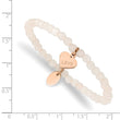 Stainless Steel Polished Rose IP-plated LOVE Heart Jade Stretch Bracelet - Birthstone Company
