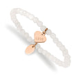 Stainless Steel Polished Rose IP-plated LOVE Heart Jade Stretch Bracelet - Birthstone Company