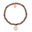 Stainless Steel Polished XO Rose IP-plated Brown Jade Stretch Bracelet - Birthstone Company