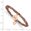 Stainless Steel Polished XO Rose IP-plated Brown Jade Stretch Bracelet - Birthstone Company