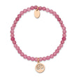 Stainless Steel Polished Rose IP Tree Pink Jade Beaded Stretch Bracelet - Birthstone Company
