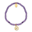 Stainless Steel Polished Yellow IP Eye of Horus Purple Jade Stretch Bracele - Birthstone Company