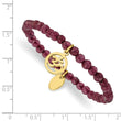 Stainless Steel Polished Yellow IP OHM Purple Jade Stretch Bracelet - Birthstone Company