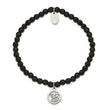 Stainless Steel Polished Angel Black Jade Beaded Stretch Bracelet - Birthstone Company