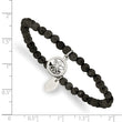 Stainless Steel Polished Angel Black Jade Beaded Stretch Bracelet - Birthstone Company