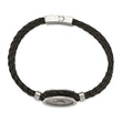 Stainless Steel Brushed & Polished Yellow IP w/CZ & Leather 8.5in Bracelet - Birthstone Company