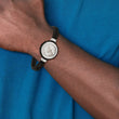 Stainless Steel Brushed & Polished Yellow IP w/CZ & Leather 8.5in Bracelet - Birthstone Company