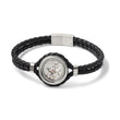 Stainless Steel Brushed & Polished Yellow IP w/CZ & Leather 8.5in Bracelet - Birthstone Company