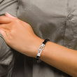 Stainless Steel Polished Black Agate Beads 9in Bracelet - Birthstone Company