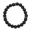 Stainless Steel Polished Black Enamel Lave Stone Beads Stretch Bracelet - Birthstone Company