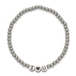 Stainless Steel Antiqued and Polished I HEART U Stretch Bracelet - Birthstone Company