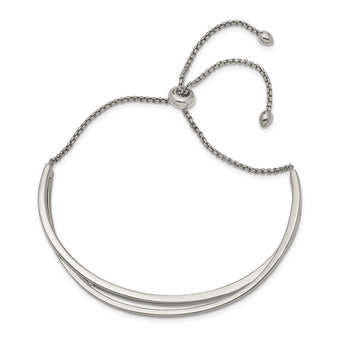 Stainless Steel Polished with Crystals Adjustable Bangle - Birthstone Company