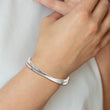 Stainless Steel Polished with Crystals Adjustable Bangle - Birthstone Company