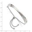 Stainless Steel Polished with Crystals Adjustable Bangle - Birthstone Company