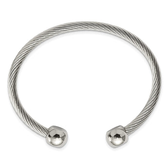 Stainless Steel Polished Cuff Bangle - Birthstone Company