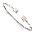 Stainless Steel Polished with Rose Quartz Flexible Bangle - Birthstone Company