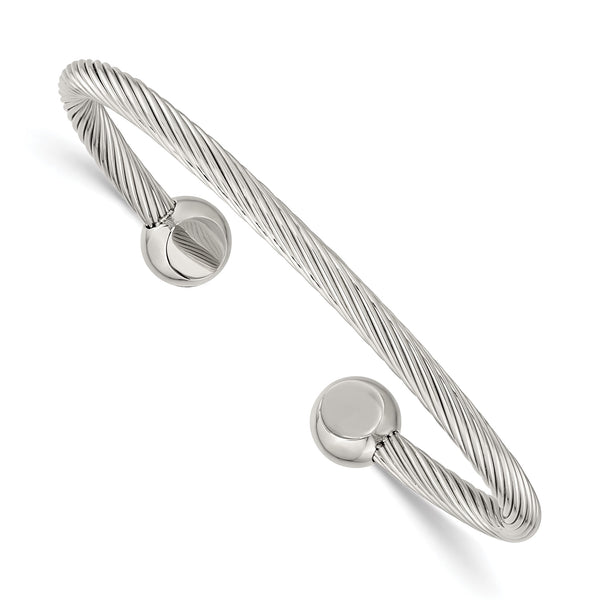 Stainless Steel Polished Cuff Bangle - Birthstone Company