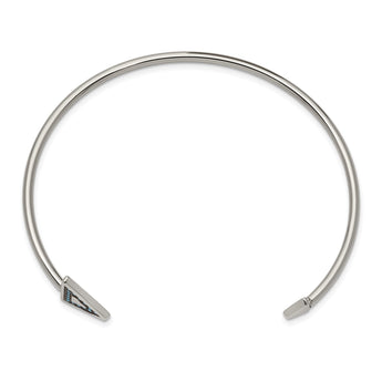 Stainless Steel Polished with Reconstructed Turquoise Triangle Bangle Bracelet for Women - Birthstone Company