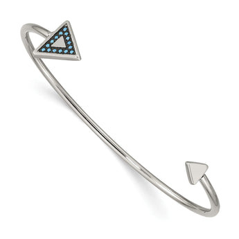 Stainless Steel Polished with Reconstructed Turquoise Triangle Bangle Bracelet for Women - Birthstone Company