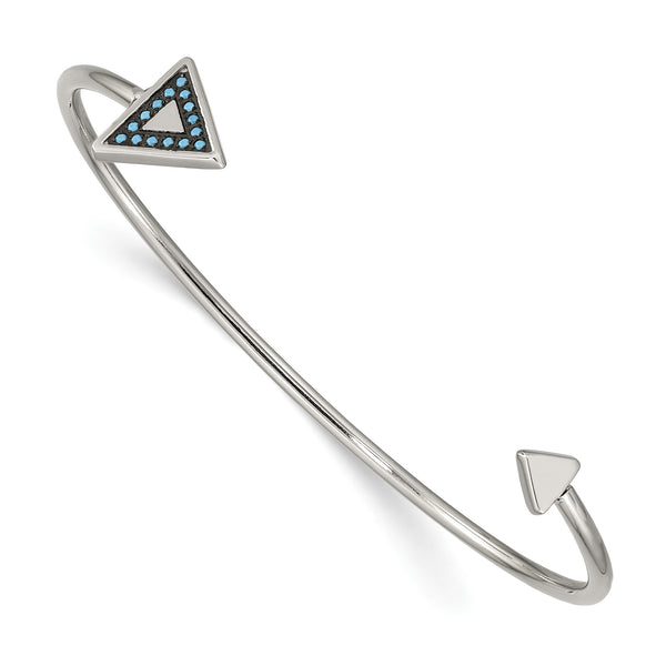 Stainless Steel Polished with Reconstructed Turquoise Triangle Bangle Bracelet for Women - Birthstone Company