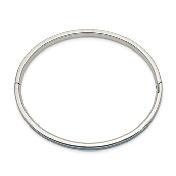 Stainless Steel Polished Imitation Opal 4.75mm Hinged Bangle Bracelet for Women - Birthstone Company