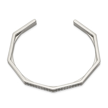 Stainless Steel Polished with Crystals 7.00mm Cuff Bangle - Birthstone Company
