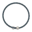 Stainless Steel Polished Blue IP-plated 3.00mm Flexible Bangle - Birthstone Company
