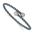 Stainless Steel Polished Blue IP-plated 3.00mm Flexible Bangle - Birthstone Company