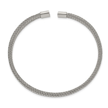 Stainless Steel Polished 6.00mm Mesh Wire Cuff Bangle - Birthstone Company