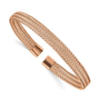 Stainless Steel Polished Rose IP-plated 6.00mm Mesh Wire Cuff Bangle - Birthstone Company