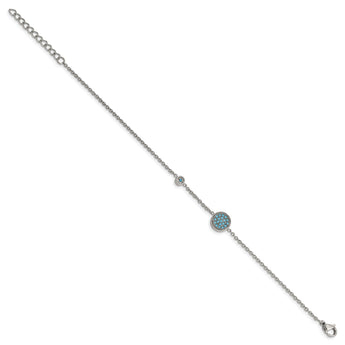 Stainless Steel Polished Reconstructed Turquoise w/1.25in ext. Bracelet