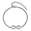 Stainless Steel Polished with CZ Infinity Symbol 6.25in w/2in ext. Bracelet