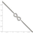 Stainless Steel Polished with CZ Infinity Symbol 6.25in w/2in ext. Bracelet