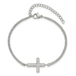 Stainless Steel Polished with CZ Cross 6.25in with 2in ext. Bracelet