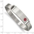 Stainless Steel Brushed w/ Red Enamel 8.00mm Medical ID Bangle - Birthstone Company