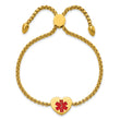 Chisel Stainless Steel Polished Yellow IP-plated with Red Enamel Heart Medical ID Adjustable Bracelet - Up to 8.5